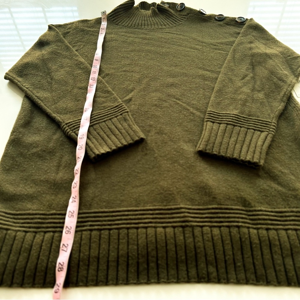 Anthropologie Margarita Tunic Sweater Moss Green Mock Neck Button Shoulder NWT M - Picture 11 of 16